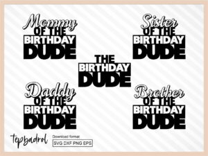 the birthday dude svg bundle, mommy daddy brother sister family birthday shirt eps png