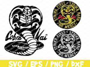 Cobra Kai Logo Bundle, Cobra Kai SVG, Cobra Kai Cricut, Silhouette, Cut File, Strike First, Strike Hard, No Mercy Karate Kid SVG Karate Logo