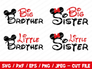 Little Sister, Big Sister, Little Brother, Big Brother, Mickey SVG, Mickey Cut File, Instant Download, Cricut & Silhouette, Mickey Head