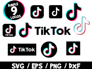 Tik Tok Logo Bundle, Tik Tok Vector, Tik Tok SVG, Tik Tok Cut File, Tik Tok PNG, Dxf, Vinyl, TShirt, Birthday, Phone, App, App Logo SVG