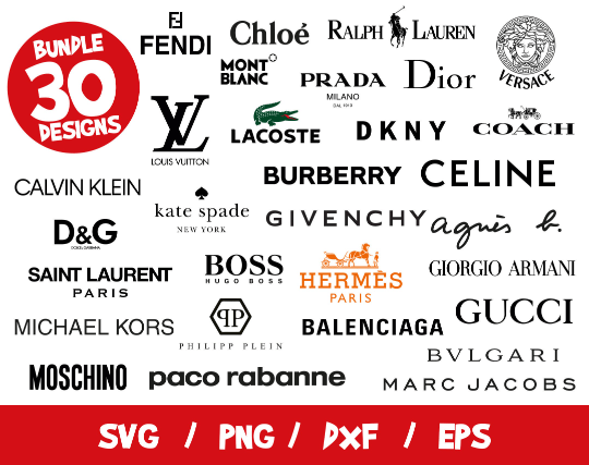 Fashion Brands Logo Bundle, Luxury Brands Logo SVG , Brand Logo Cricut,  Silhouette, Cut File, Louis Vuitton, Chanel, Gucci, Balenciaga, Dior