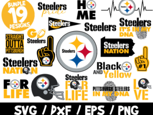 Steelers SVG Bundle, Pittsburgh Steelers, NFL Team SVG, Steelers Nation Shirt, Steelers Cricut, Black and Yellow Svg, Steelers Dna, Football