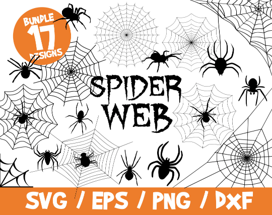Spiderweb SVG Bundle, Spider Halloween SVG, Halloween SVG, Halloween Decor, Spider Web Vector, Spiderweb Vectors, Dxf, Cut File, Cricut