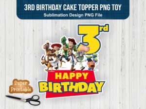 3rd Birthday Cake Topper PNG Toy