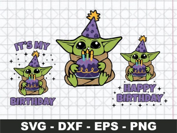 Baby Yoda SVG, Happy Birthday SVG
