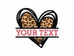 Cheetah Heart SVG Monogram Clipart PNG EPS DXF