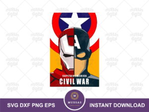 Cricut SVG Iron Man vs Capitan America Civil War Vector