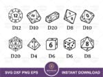 DnD Dice SVG Dungeons and Dragons d20 Dice Bundle PNG EPS DXF
