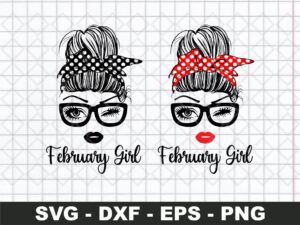 February Girl SVG, Girl With Bandana SVG