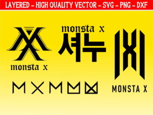 Monsta X Logo SVG Cut Files, DXF, PNG, EPS