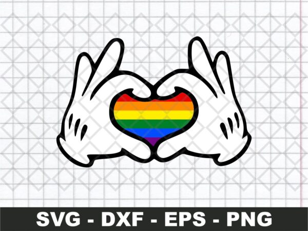 Mouse Hand LGBT Cut Files Rainbows Pride SVG DXF PNG