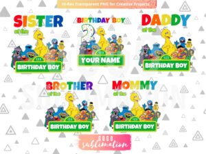 Sesame Street Family Shirt Design Elmo Birthday Boy 2nd SVG Cut Files PNG