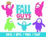 Fall Guys Bundle, Fall Guys Stencil Digital Download ClipArt Graphic Wall Deco Vector SVG PNG DXF, Eps, Vinyl, Video Game, Ultimate Knockout