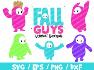 Fall Guys Bundle, Fall Guys Stencil Digital Download ClipArt Graphic Wall Deco Vector SVG PNG DXF, Eps, Vinyl, Video Game, Ultimate Knockout