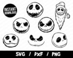 Jack Skellington Faces SVG, Halloween SVG, Nightmare Before Christmas Vector, Jack Skellington Cricut, Cut File, Jack Skellington T-Shirt