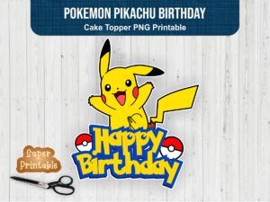 pokemon pikachu birthday cake topper png printable