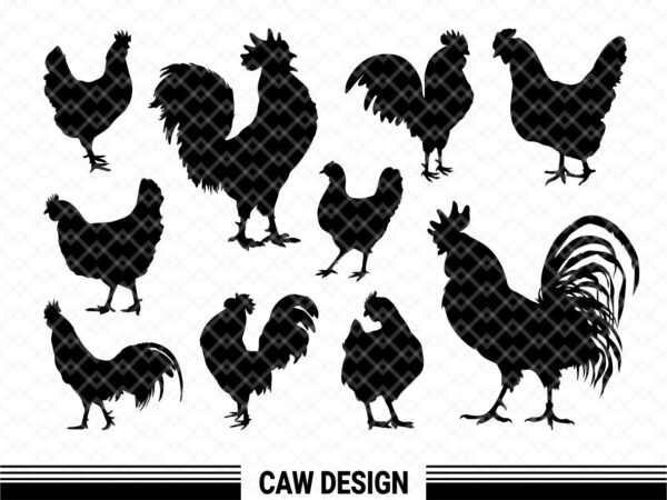 10 Chicken Silhouette SVG EPS Vector PNG DXF