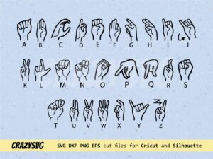 American Sign Language SVG Cut Files Hand Gesture Fingerspelling Vector