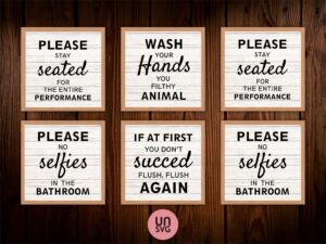 Cricut Bathroom Decor Wall Art Accessory Funny Signs SVG PNG EPS Vector
