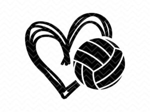 Instant Download Stacked Heart With Volleyball Volley ball SVG