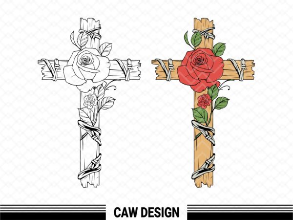 Red Rose and Barbwire Wall Cross