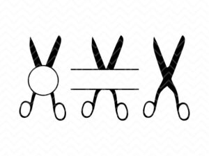Scissors Silhouette SVG, Barber Salon Scissors Monogram Cut Files DXF PNG EPS