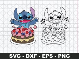Stitch SVG, Birthday SVG, Cake SVG, Lilo & Stitch SVG