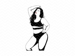 curvy women SVG black bikini Vector EPS Handmade High Quality