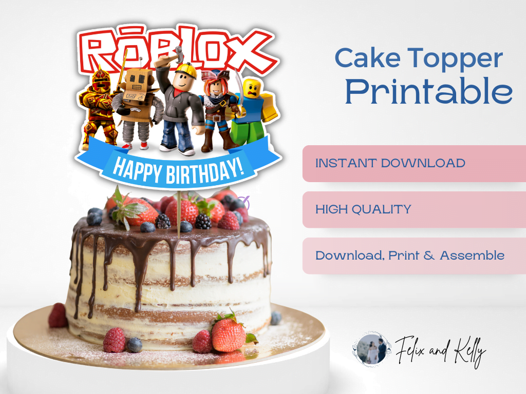 Printable Roblox Cake Topper - PNG - Instant Digital Download