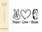 horse sayings svg, peace love and horse clipart vector image png eps file
