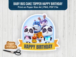 Baby Bus Cake Topper Happy Birthday Printable Baby Bus PNG