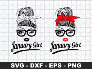 January Girl SVG, Girl With Bandana SVG