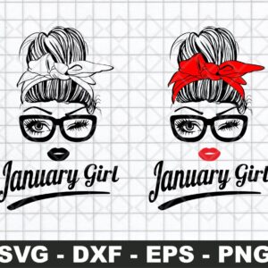 January Girl SVG, Girl With Bandana SVG