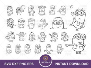 Minions Outline SVG Cut Files, EPS Vector