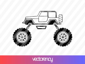 Monster Jeep SVG Cut Files vector