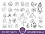 Nezuko Outline SVG Bundle Demon Slayer Cut Files DXF PNG EPS