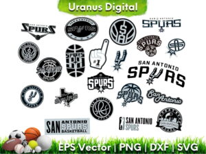 San Antonio Spurs Logo SVG File Black Retro EPS AI