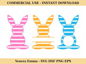 Striped Bunny Cut File Easter Rabbit SVG