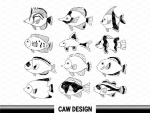 Tropical Fish SVG Cut Files Fish Outline Cut File Bundle