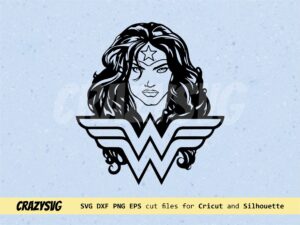 Wonder Woman Vector Cartoon with Logo Wonder Woman SVG file