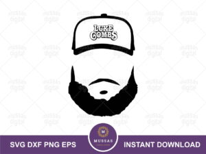 luke combs face svg with hat