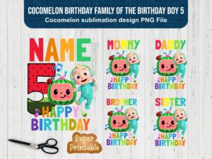 5th Cocomelon Birthday Family Of The Birthday Boy 5 Cocomelon Sublimation Design