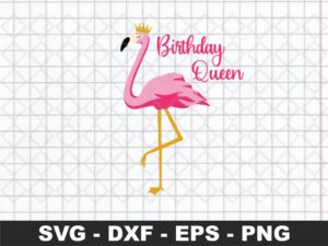 Animal lover flamingos birthday queen SVG