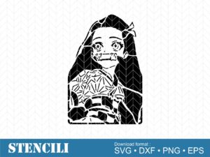 Anime Nezuko Stencil SVG, CNC Laser Cutting, DXF EPS PNG