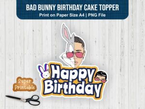 Bad Bunny birthday cake topper png