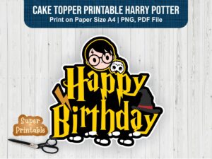 Cake Topper Printable Harry Potter PNG Happy Birthday