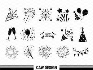 Celebration, Party, Curled Ribbons SVG, Birthday Decoration Clipart