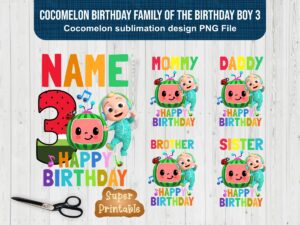 Cocomelon Birthday Family Of The Birthday Boy 3 Cocomelon Sublimation Design