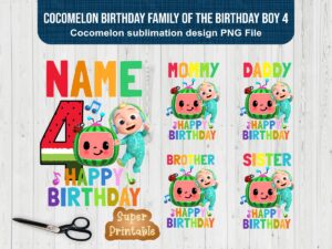 Cocomelon Birthday Family Of The Birthday Boy 4 Cocomelon Sublimation Design
