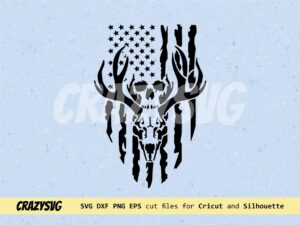 Deer Flag American SVG, Deer Cut File Cricut, Vector PNG Deer Head